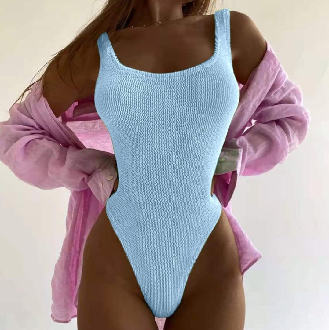 Striped waffle knit sleeveless bodysuit