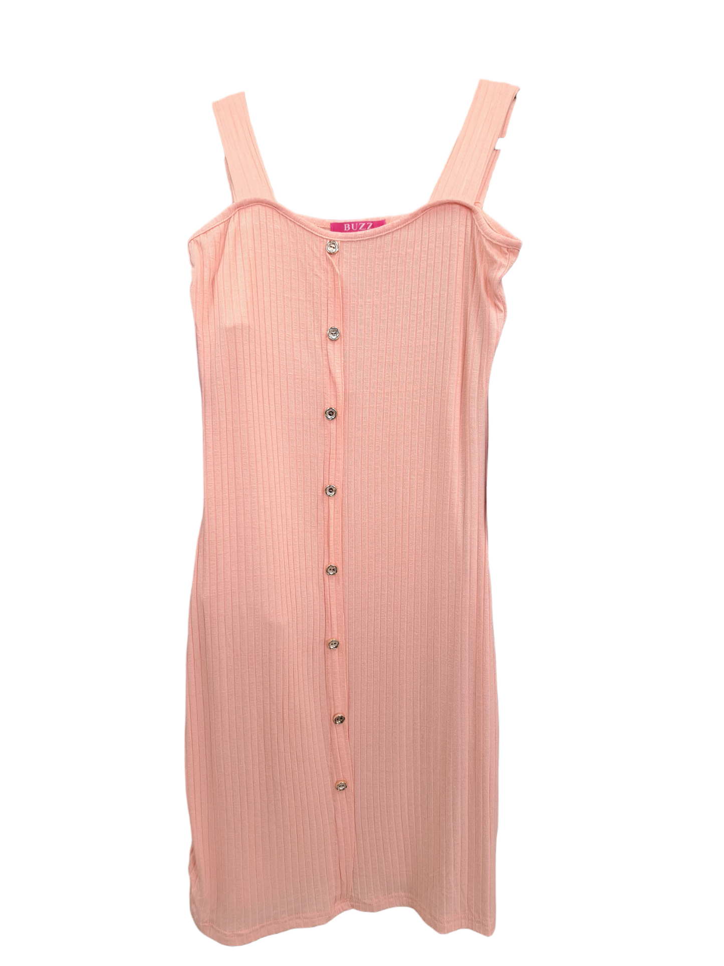 Ribbed Button-Front Tank Dress — Casual Stretchy Summer Dress (Multiple Colors)