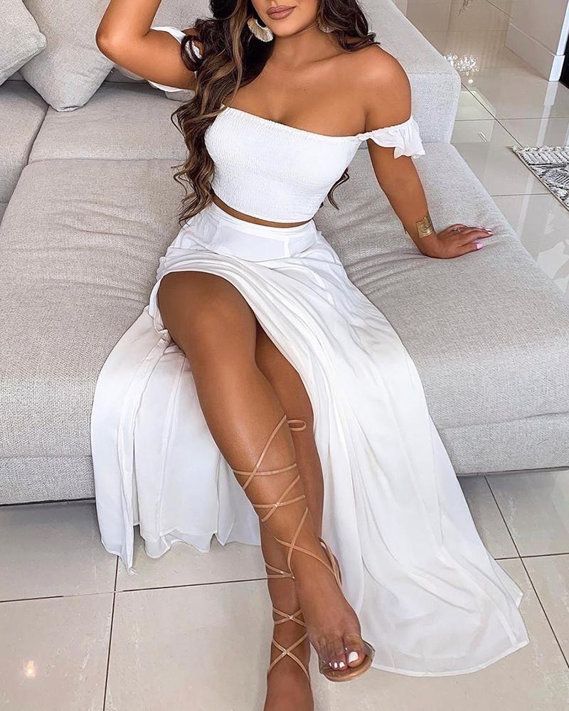 Debonair Ruffle Top Split Skirt