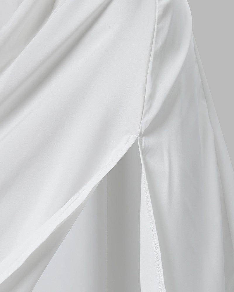 Debonair Ruffle Top Split Skirt
