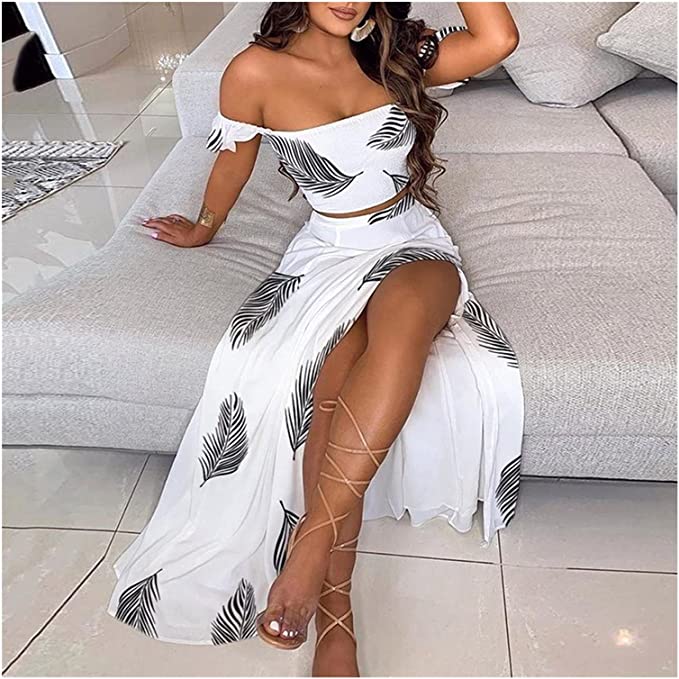 Debonair Ruffle Top Split Skirt