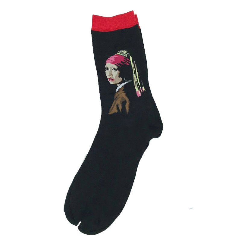 Art-Inspired Crew Socks — Classic Renaissance Portrait Design (2 Colors)