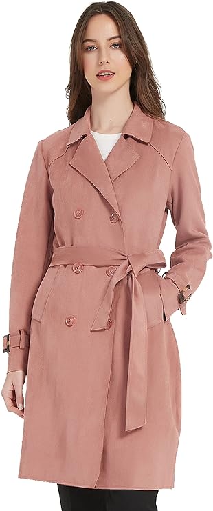 Women's Suede Leather Trench Coat