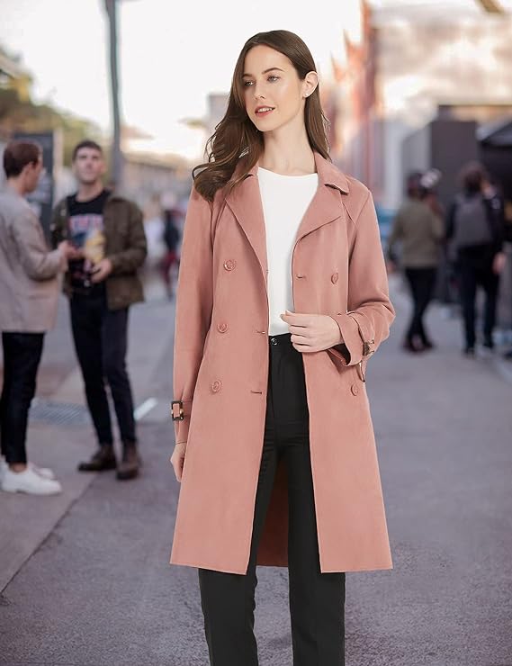 Women's Suede Leather Trench Coat