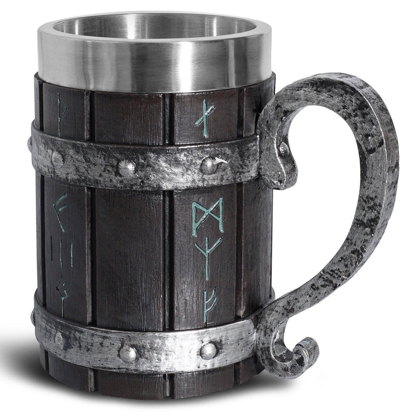 Viking Rune Mug — Norse Warrior Tankard | Medieval Wooden-Style Drinking Cup | Mythic Nordic Gift Box by 7X With Love