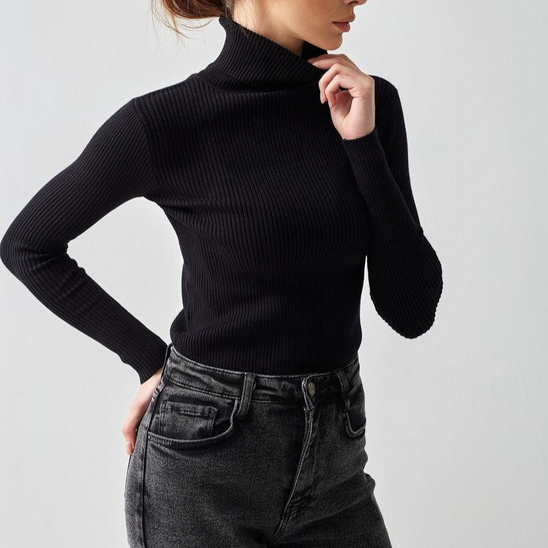 Winter Long Sleeve Women's Knitted Turtleneck