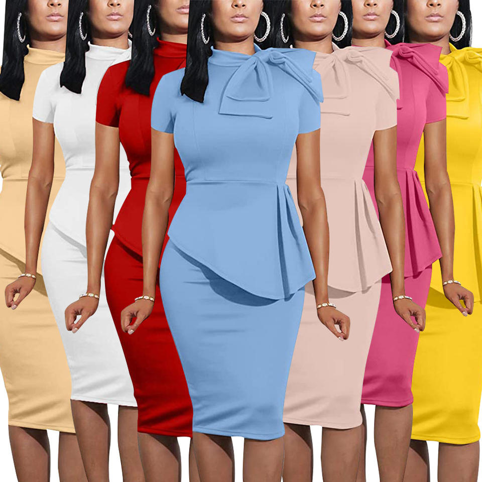 Pastel My Peplum Bodycon Bow Dress