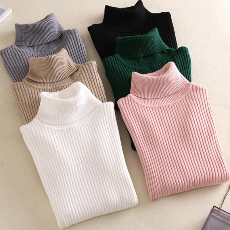 Pastel Long Sleeve Women's Knitted Turtleneck