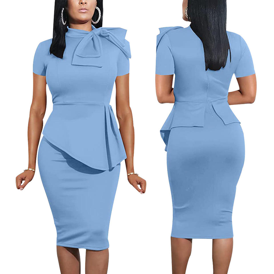 Pastel My Peplum Bodycon Bow Dress