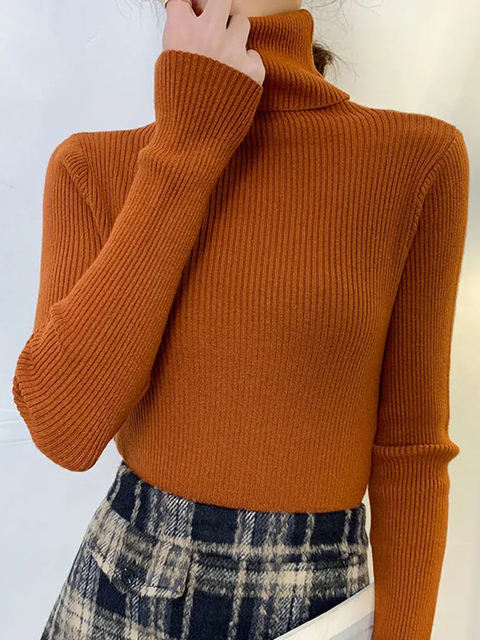 Fall Long Sleeve Women's Knitted Turtleneck