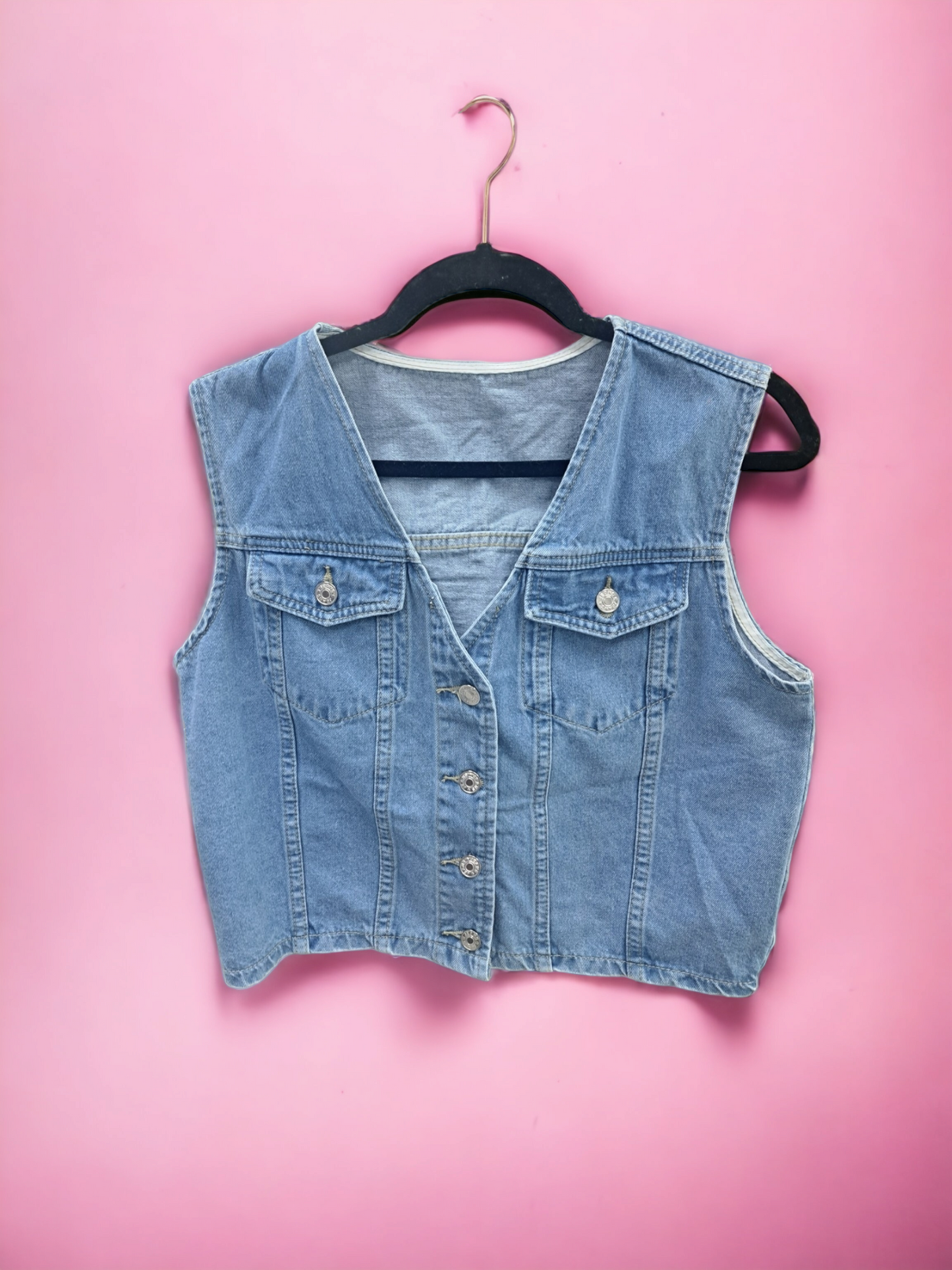 Cropped Denim Vest