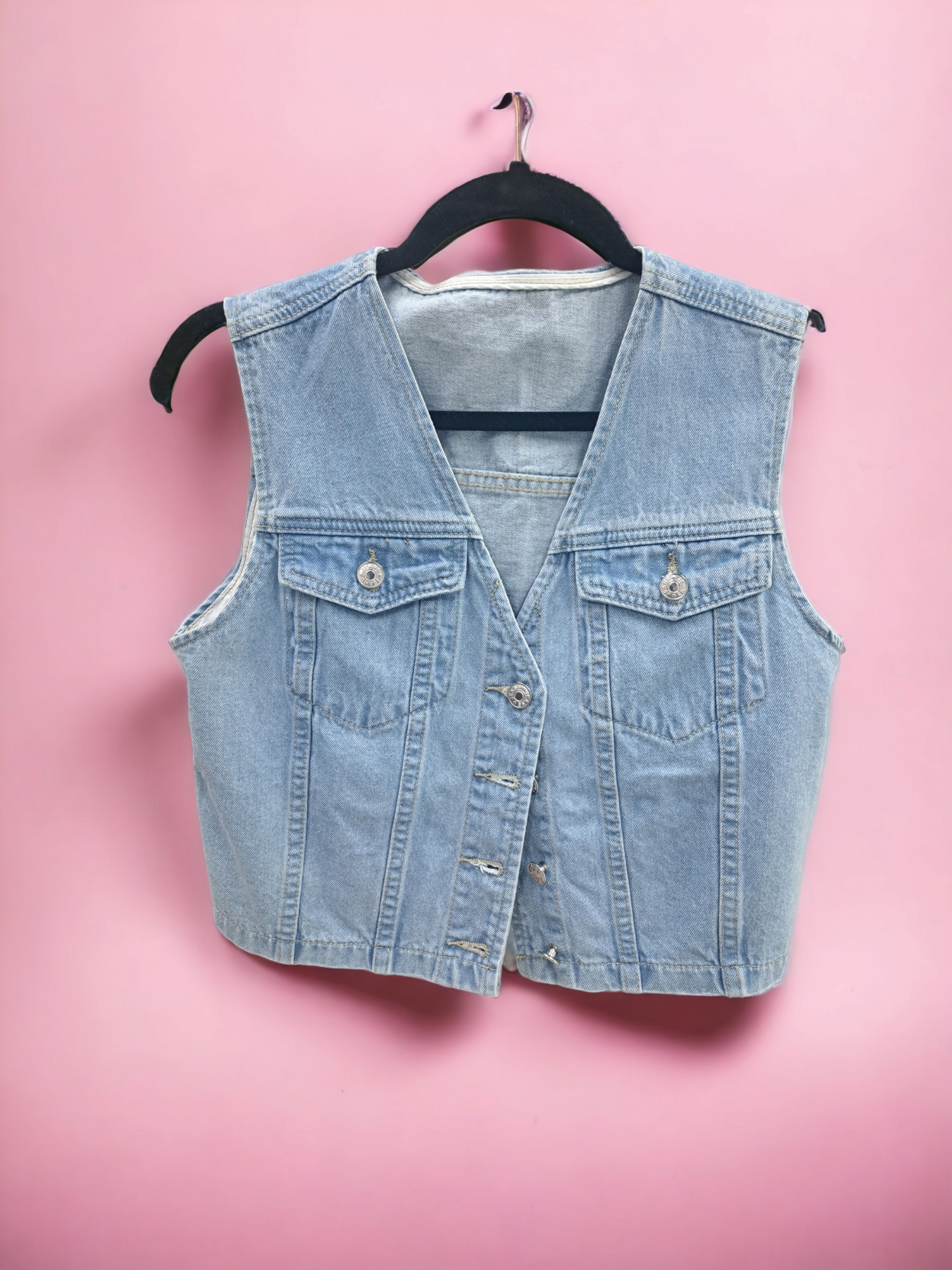 Cropped Denim Vest