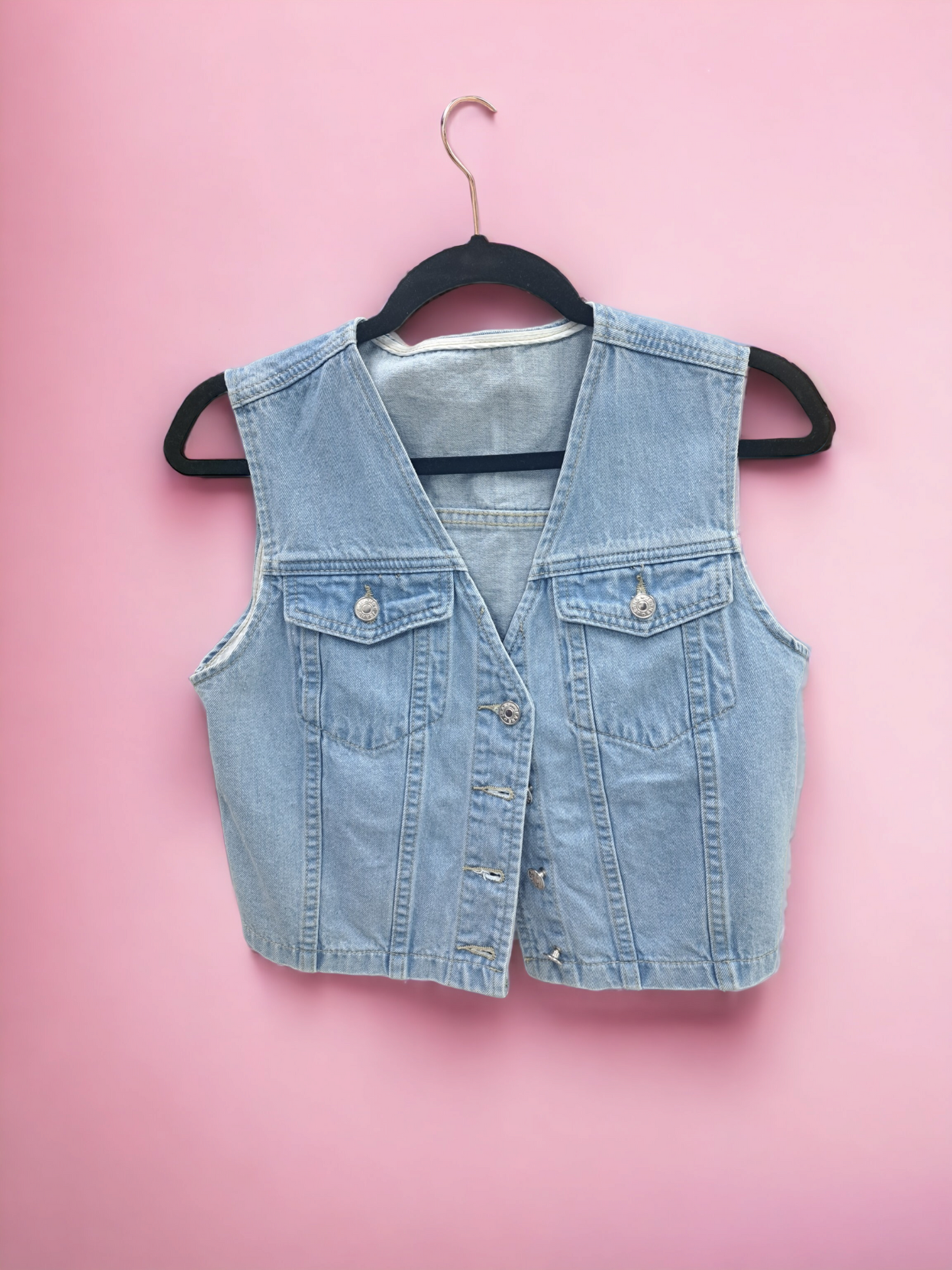 Cropped Denim Vest