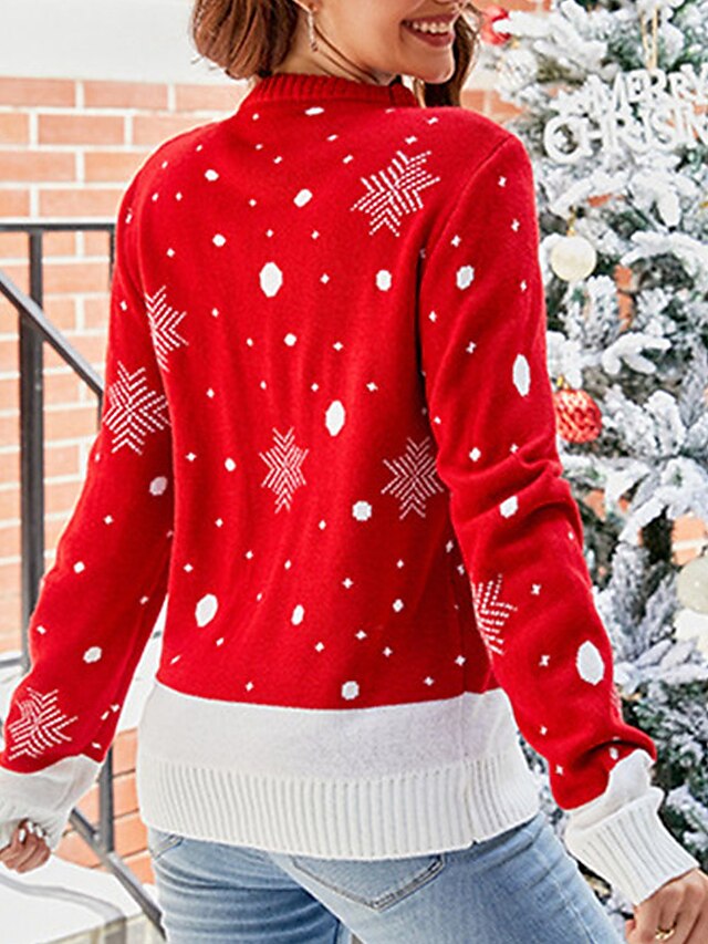 Soft Reindeer Holiday Red Sweater - Women's