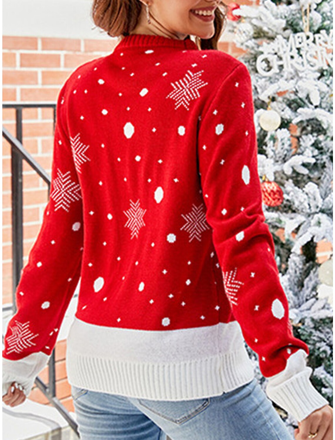 Soft Reindeer Holiday Red Sweater - Women's