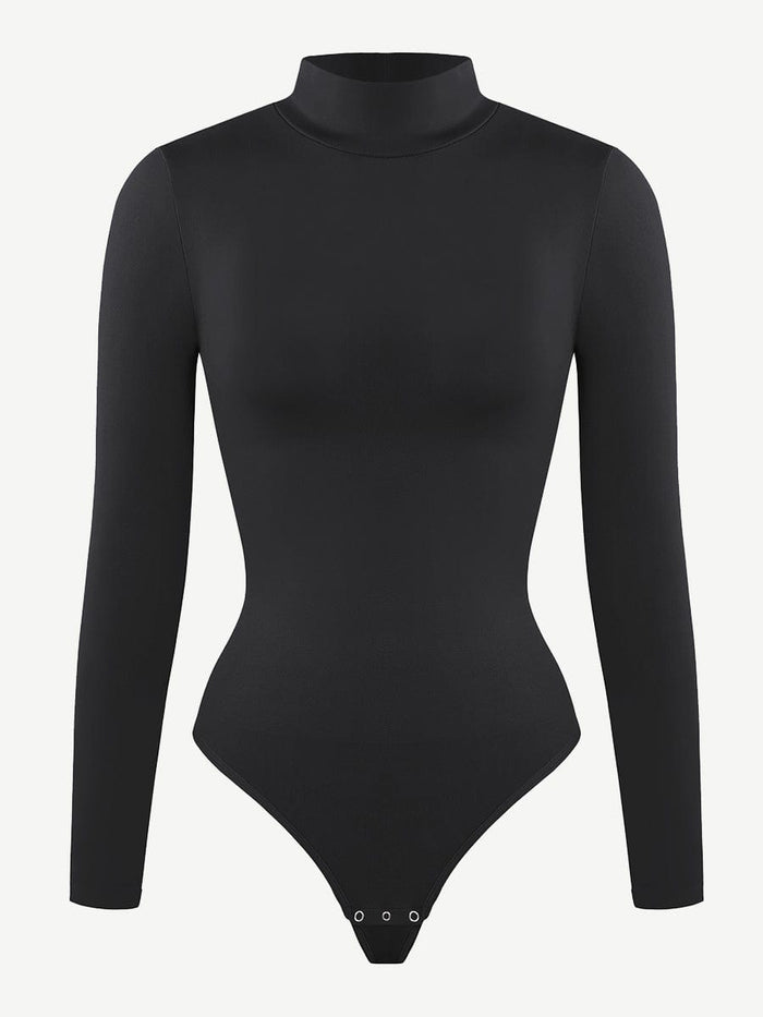 🌿Seamless Eco-friendly Mock Neck Long Sleeve Thong Bodysuit