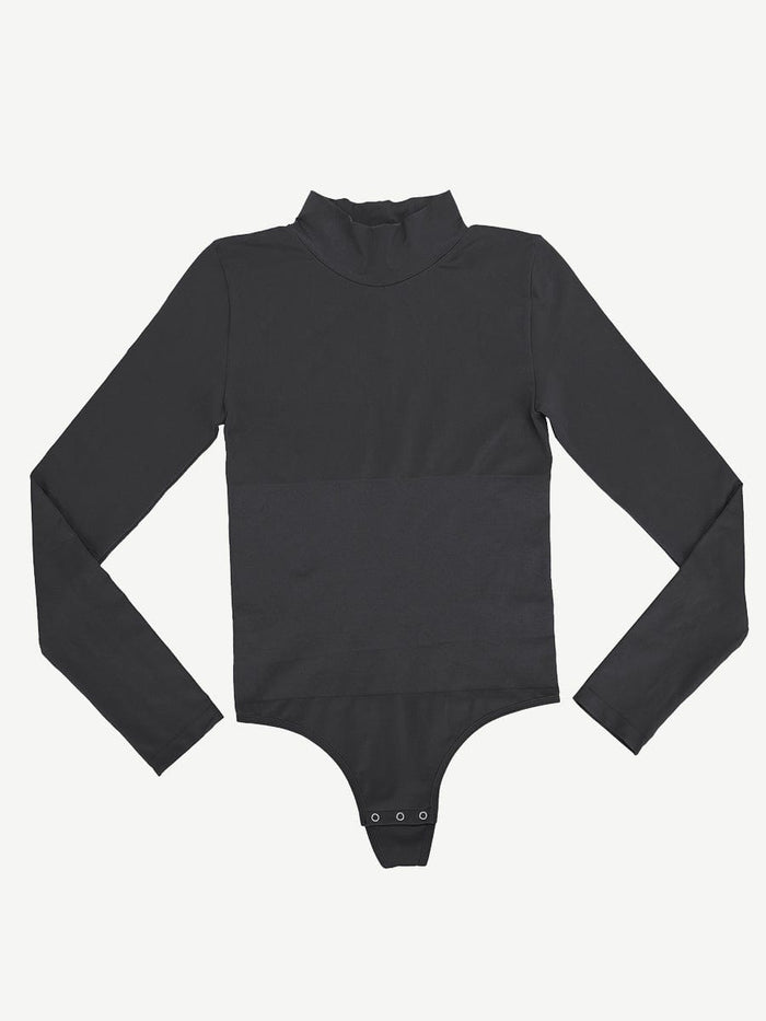 🌿Seamless Eco-friendly Mock Neck Long Sleeve Thong Bodysuit