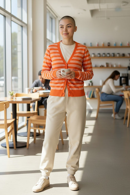 Striped Lightweight V-Neck Cardigan