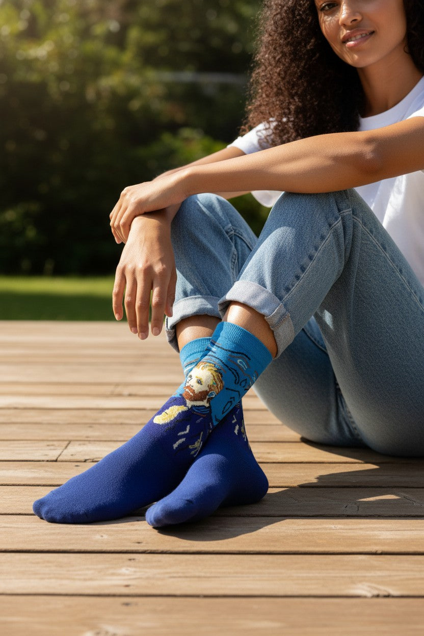 Art-Inspired Crew Socks — Classic Renaissance Portrait Design (2 Colors)