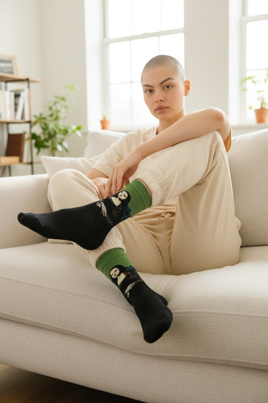 Art-Inspired Crew Socks — Classic Renaissance Portrait Design