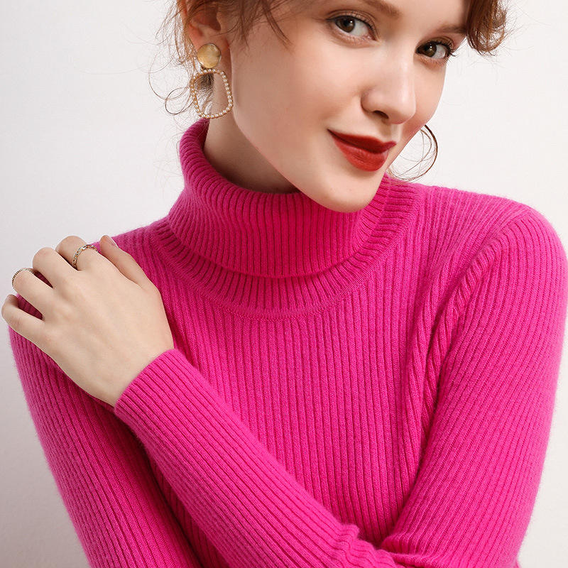 Pastel Long Sleeve Women's Knitted Turtleneck