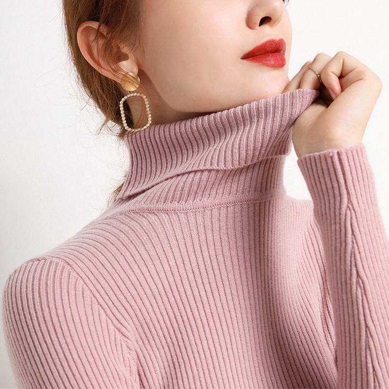 Pastel Long Sleeve Women's Knitted Turtleneck